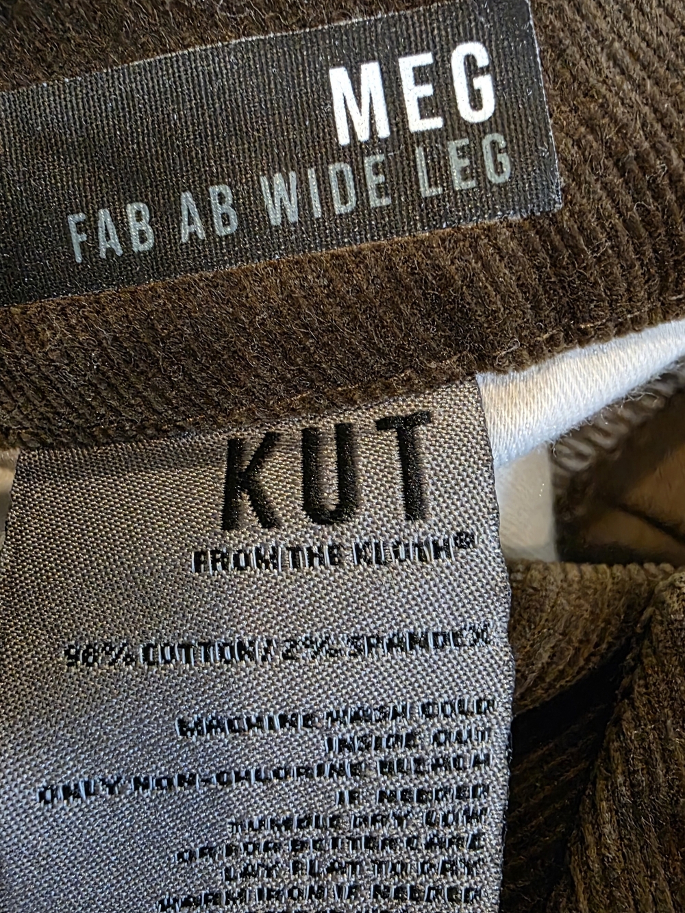 KUT From The Kloth Meg Brown Corduroy Wide Leg Raw Hem Pants Size 8 - Picture 4 of 7